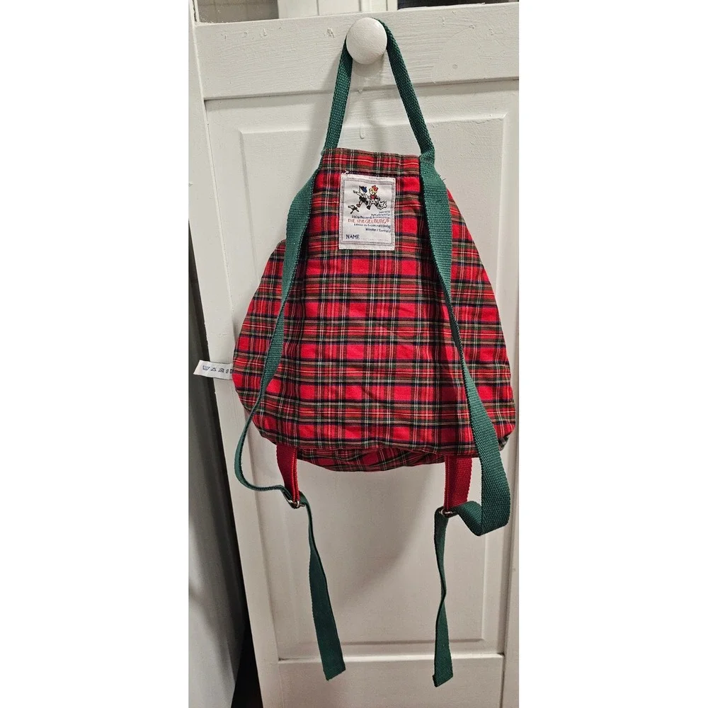 Die Spiegelburg Felix the Rabbit Plush Kids Backpack Plaid Gingham Red Green